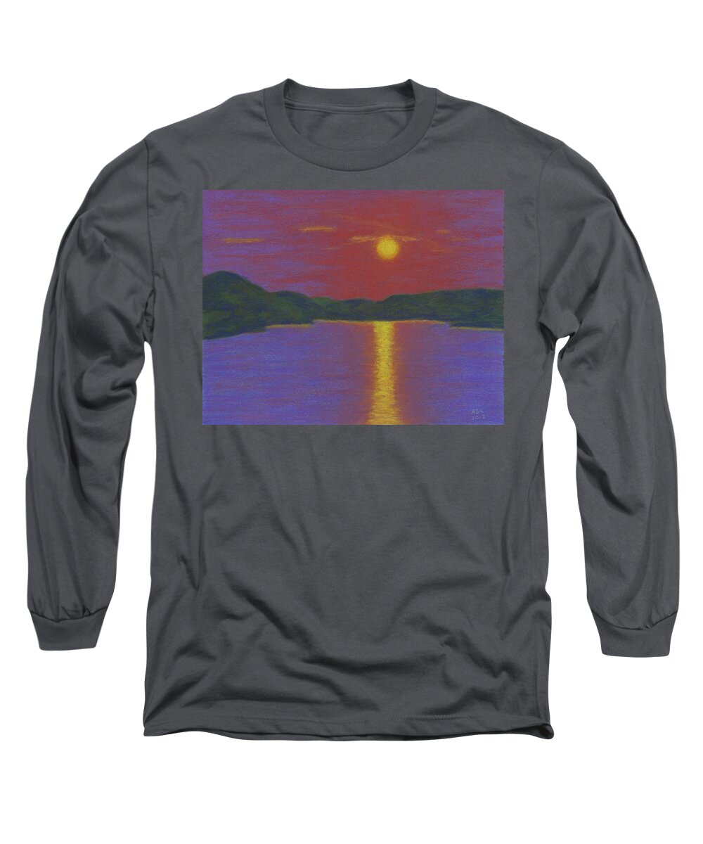 Olifants River Long Sleeve T-Shirt featuring the pastel Riverboat Sunset by Anne Katzeff