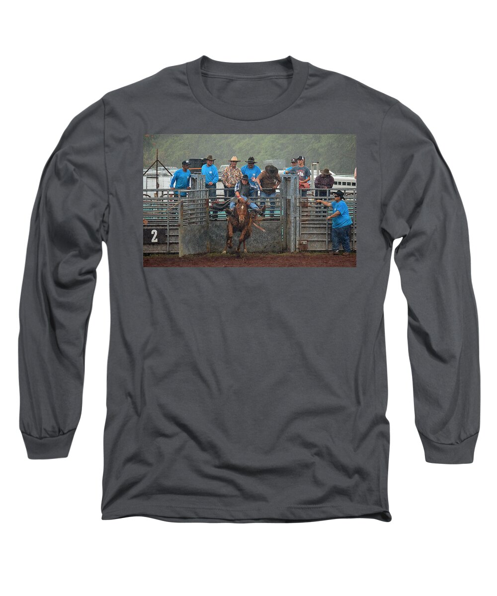 Rodeo Long Sleeve T-Shirt featuring the photograph Rodeo Bronco by Lori Seaman