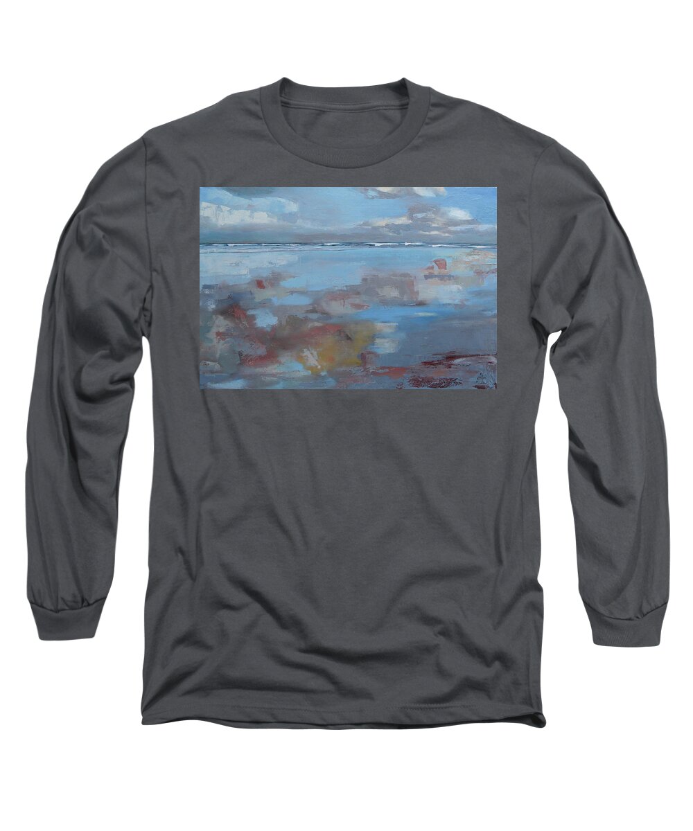 Ocean Long Sleeve T-Shirt featuring the painting Rolling Fog by Trina Teele