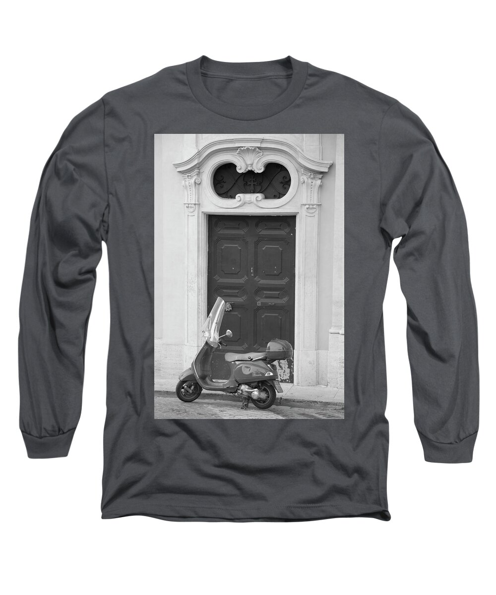 Canon Long Sleeve T-Shirt featuring the photograph Roma Vespa and Door by John McGraw