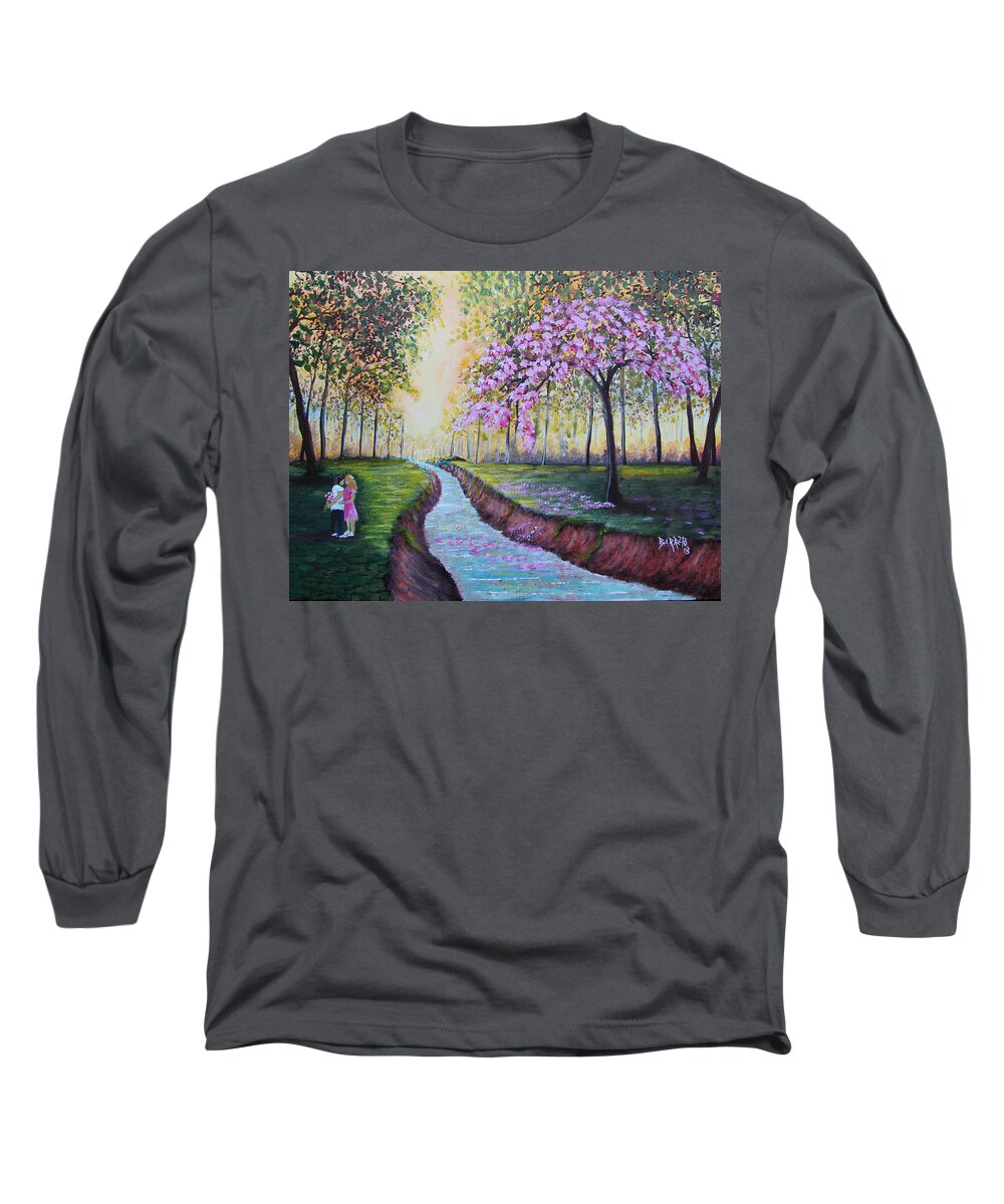 Couple Long Sleeve T-Shirt featuring the painting Romantic Moment by Gloria E Barreto-Rodriguez