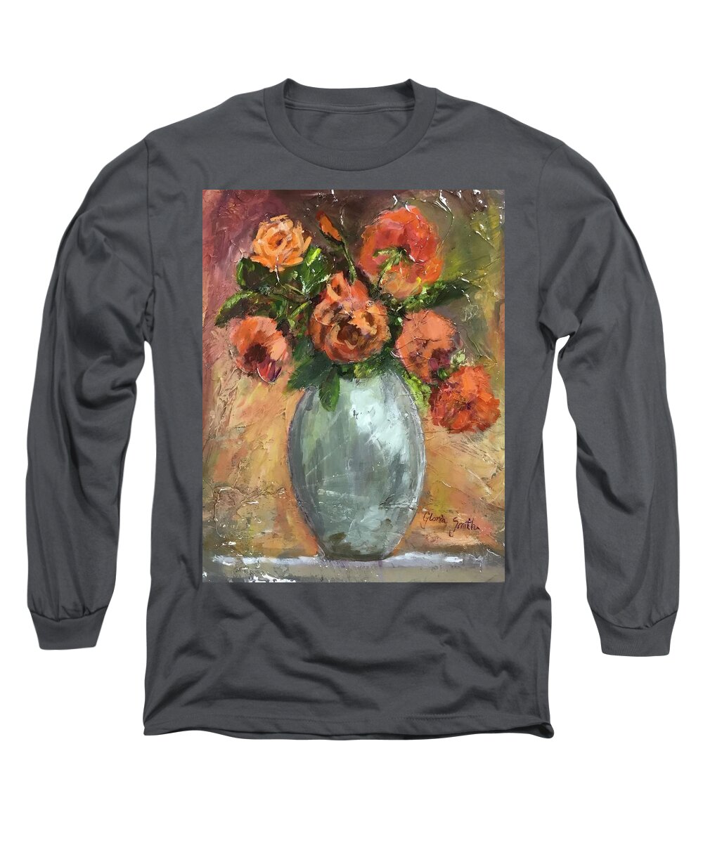 Flowers Long Sleeve T-Shirt featuring the painting Roses by Gloria Smith