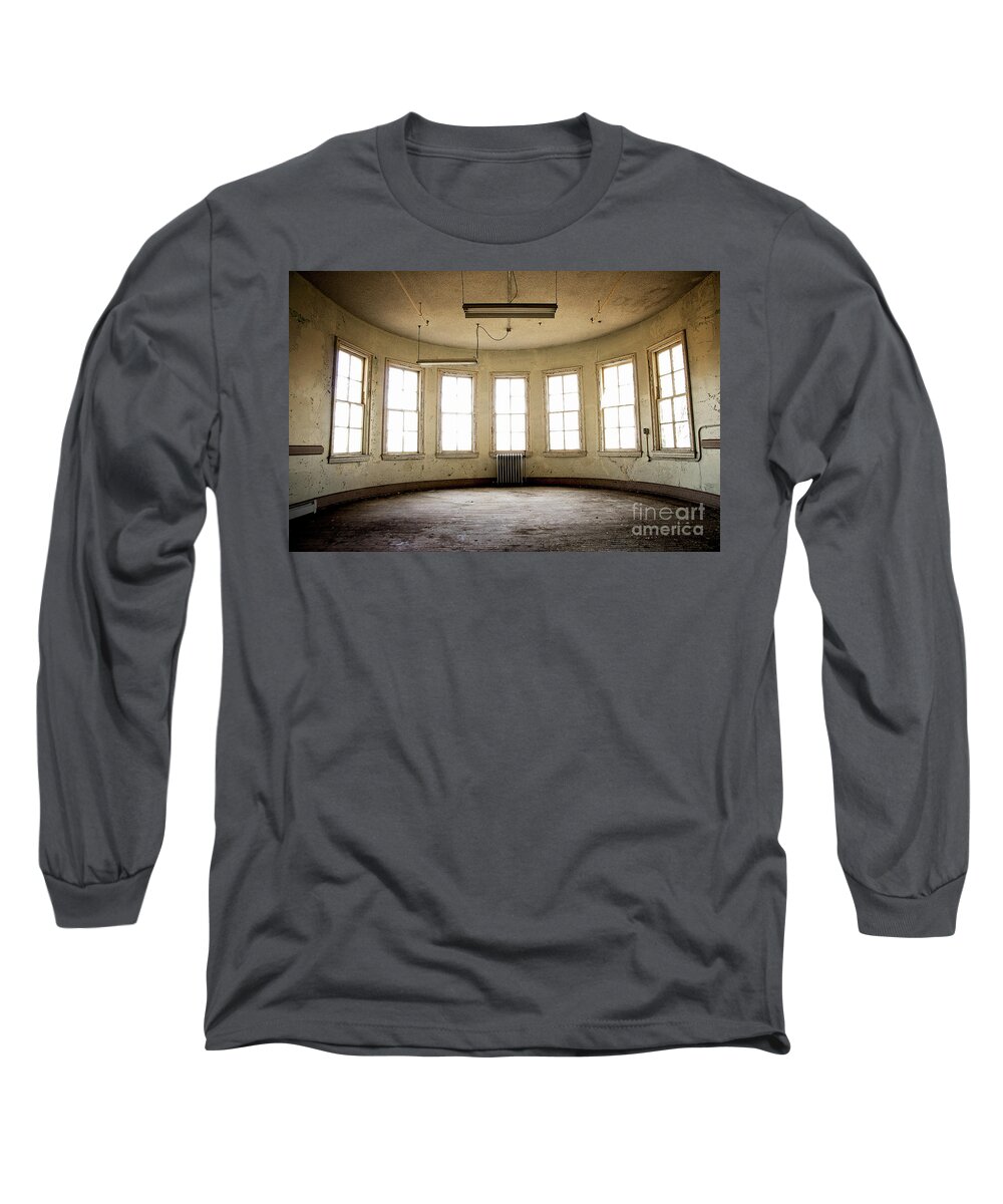 Traverse City State Hospital Long Sleeve T-Shirt featuring the photograph Round Room by Randall Cogle