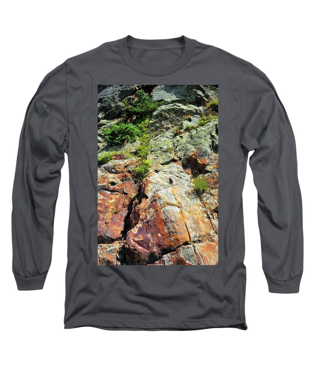 Rock Long Sleeve T-Shirt featuring the photograph Rusty Rock Face by Ron Cline