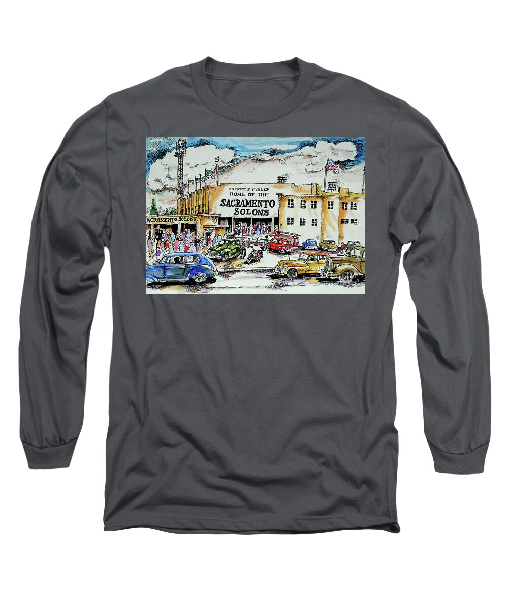 Baseball Long Sleeve T-Shirt featuring the painting Sacramento Solons by Terry Banderas