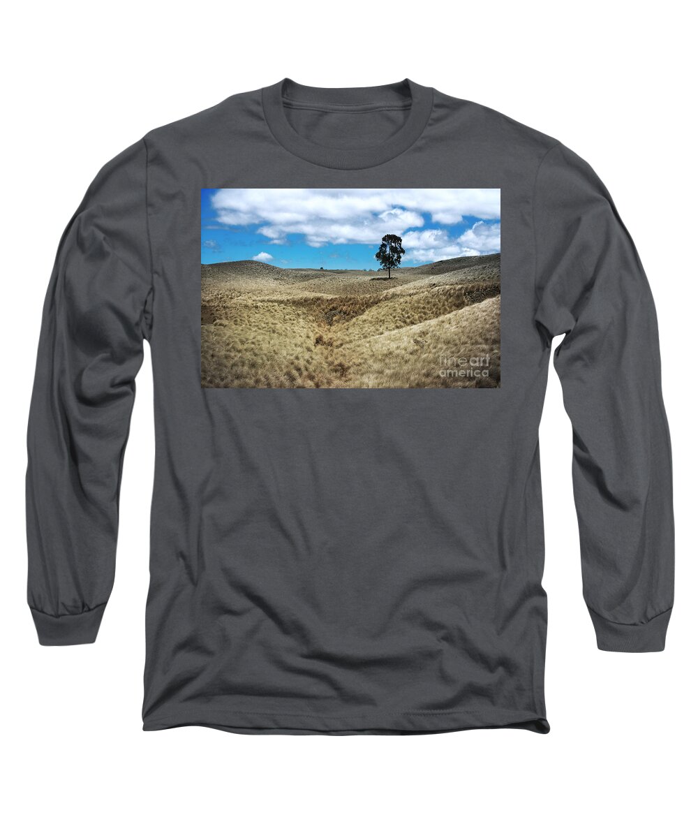 Fields Long Sleeve T-Shirt featuring the photograph Saddle Road Dreams Revisited by Ellen Cotton
