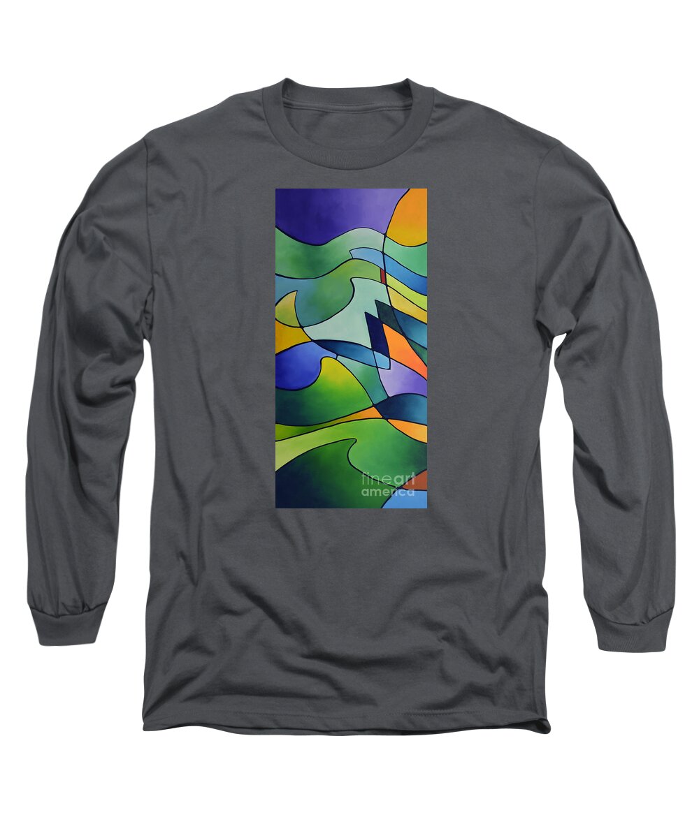 Sailboat Long Sleeve T-Shirt featuring the painting Sailing Away, canvas one by Sally Trace