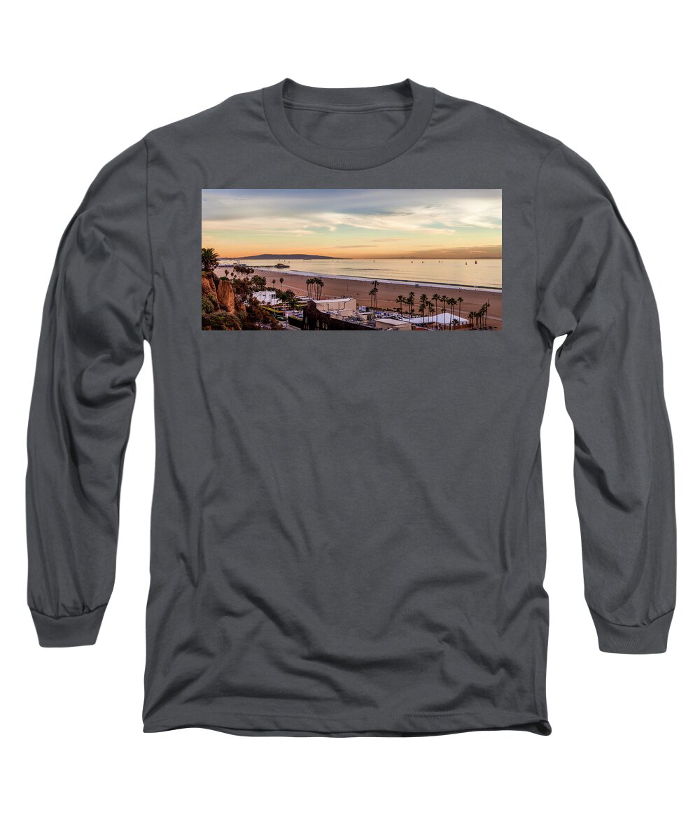Sunset Long Sleeve T-Shirt featuring the photograph Sailing At Sunset - Panorama by Gene Parks