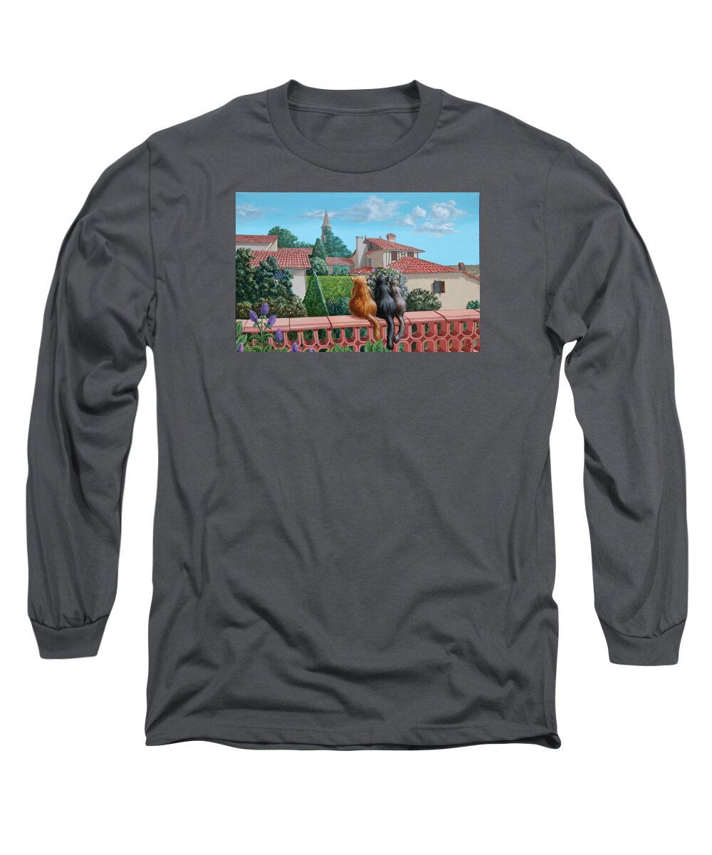 Cat Long Sleeve T-Shirt featuring the painting Saint-Frajou. August. by Victor Molev