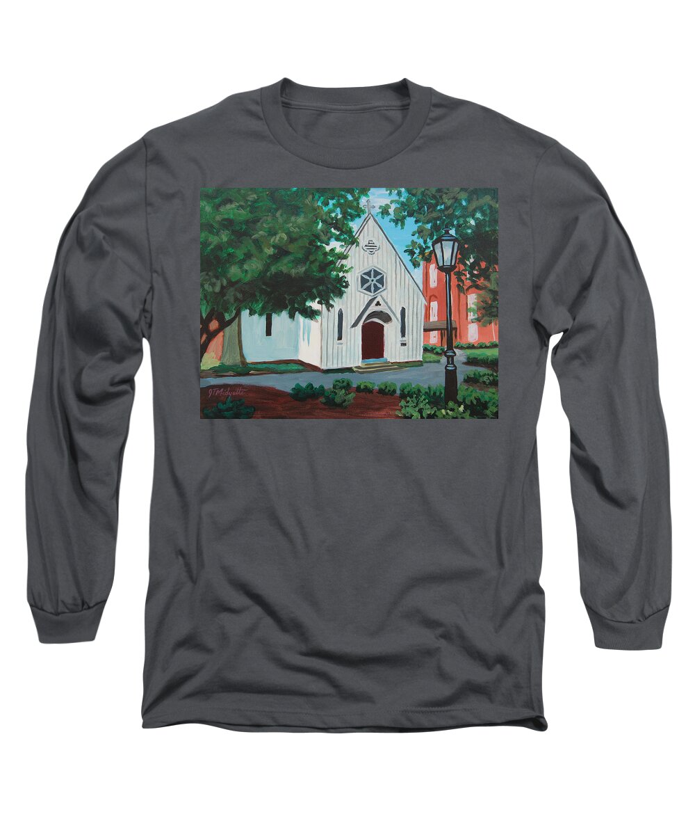 Building Long Sleeve T-Shirt featuring the painting Saint Mary's Chapel by Tommy Midyette