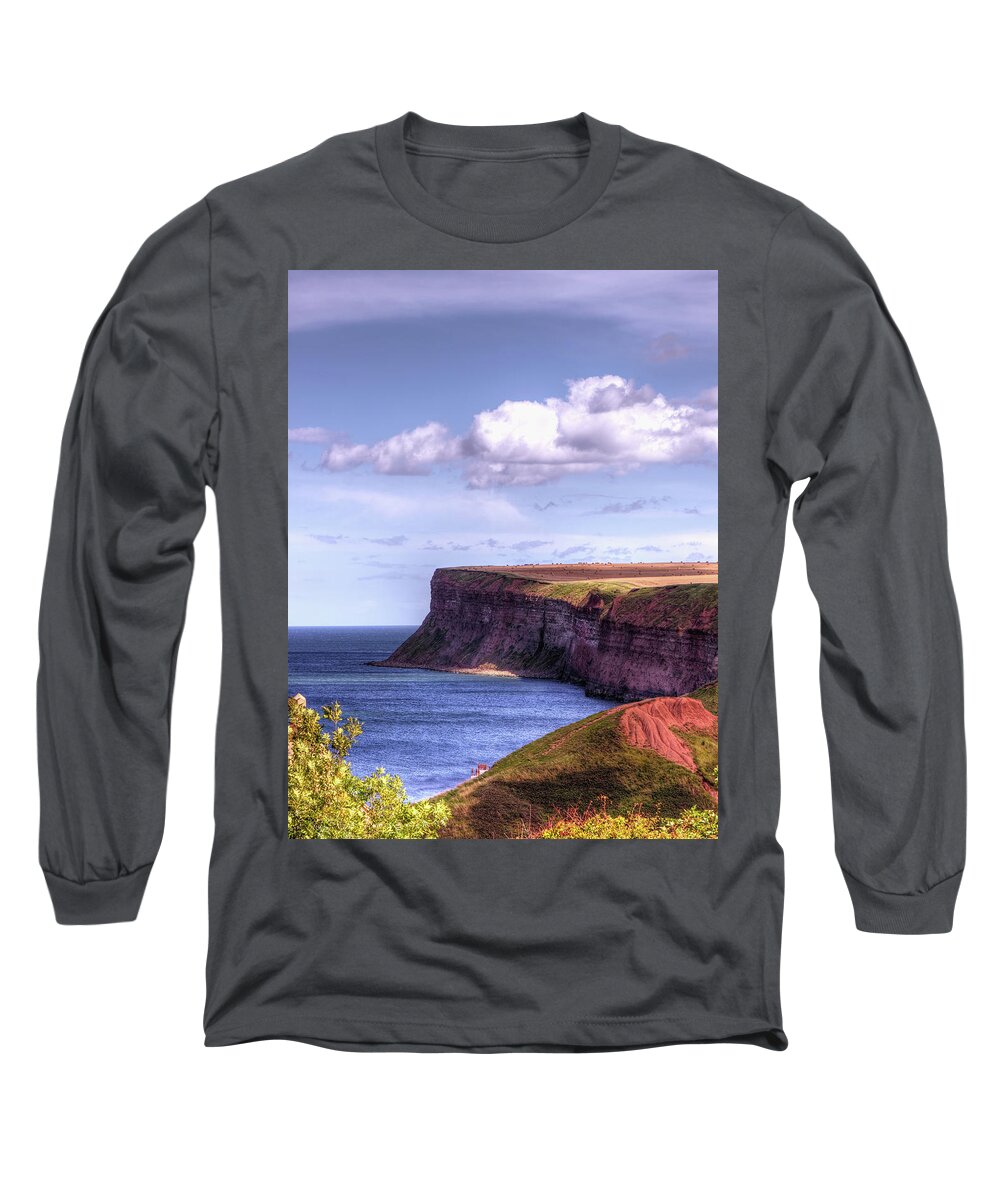 Saltburn Long Sleeve T-Shirt featuring the photograph Saltburn Cliffs by Jeff Townsend
