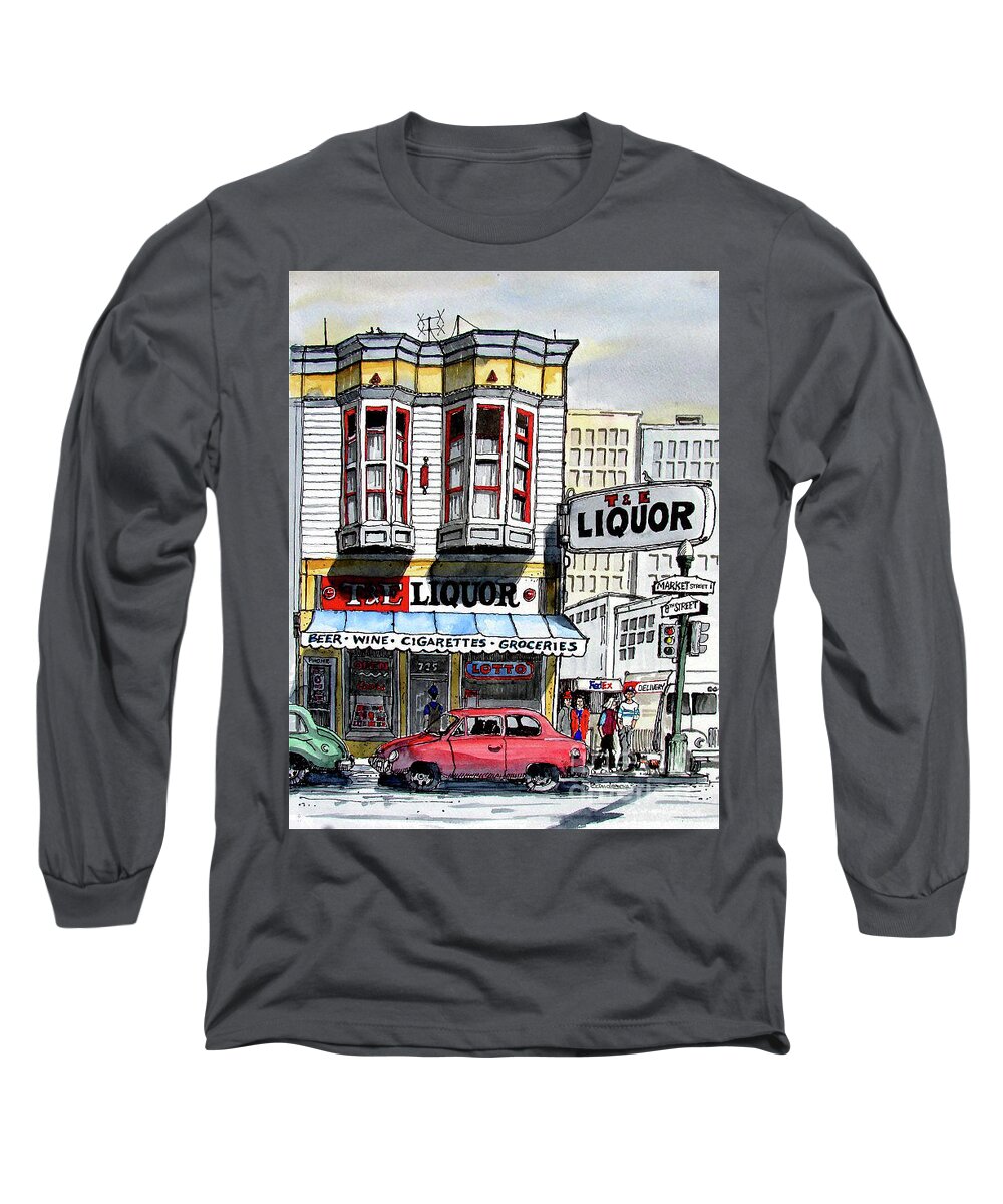 San Francisco Long Sleeve T-Shirt featuring the painting San Francisco Street Corner by Terry Banderas