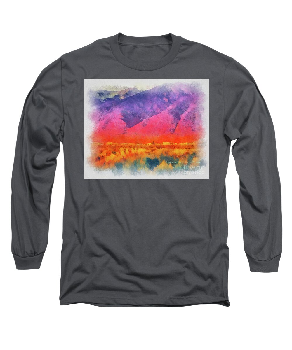 Santa Long Sleeve T-Shirt featuring the painting Sangre de Cristo in Aquarelle by Charles Muhle