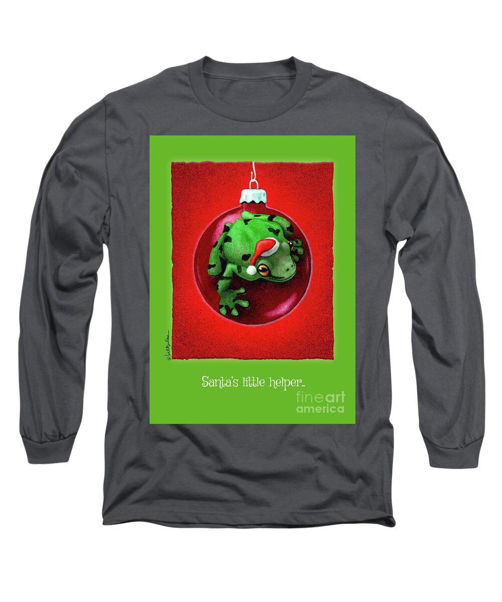 Will Bullas Long Sleeve T-Shirt featuring the painting Santa's little helper... by Will Bullas