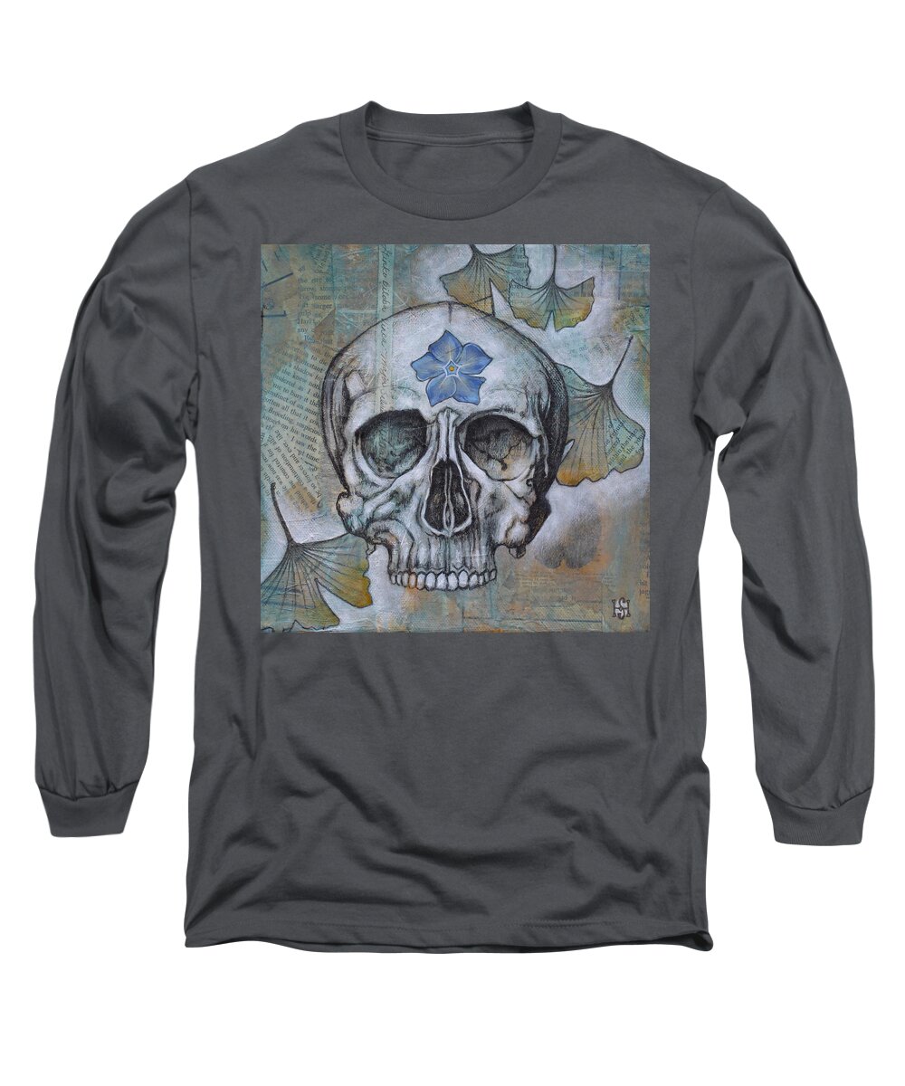 Skull Long Sleeve T-Shirt featuring the mixed media Sapient by Sheri Howe