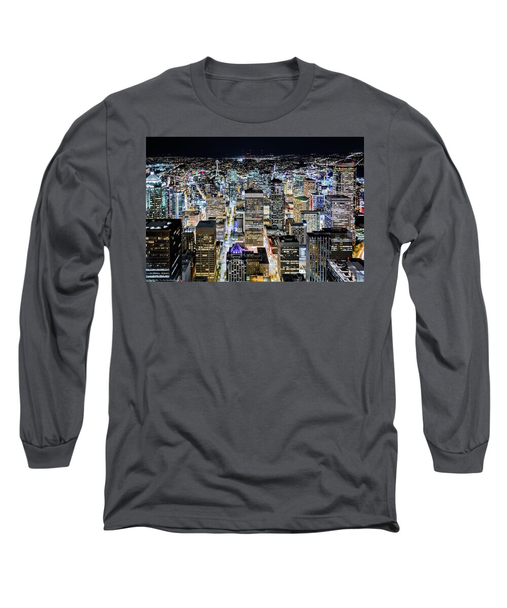 Seattle Long Sleeve T-Shirt featuring the photograph Seattle lights by Mihai Andritoiu