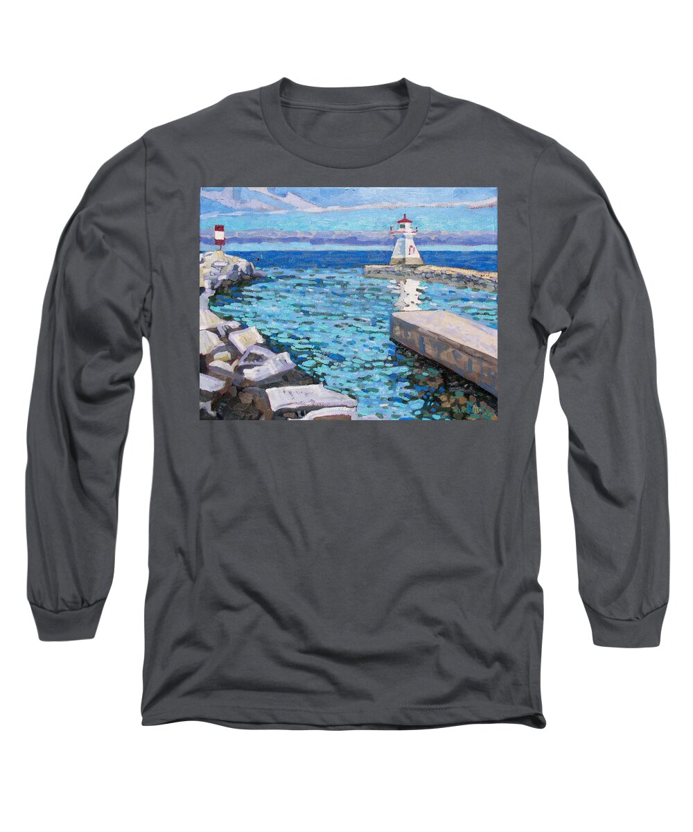 807 Long Sleeve T-Shirt featuring the painting Saugeen Range Light by Phil Chadwick