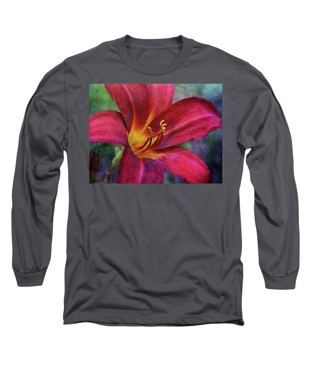 Impressionist Long Sleeve T-Shirt featuring the photograph Scarlet and Gold Dust 3716 IDP_2 by Steven Ward