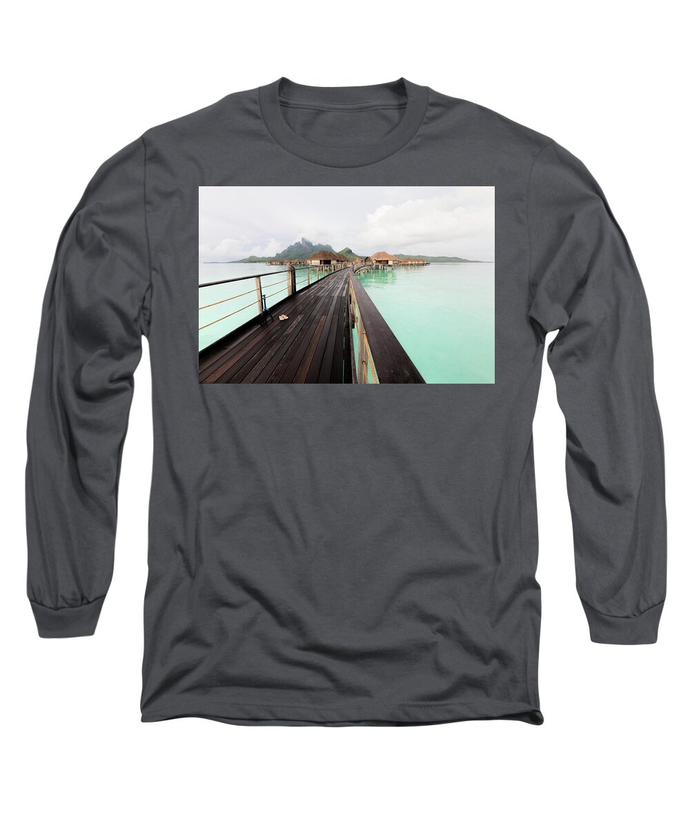 Pier Long Sleeve T-Shirt featuring the photograph Scenic Walk to the Bungalow by Sharon Jones