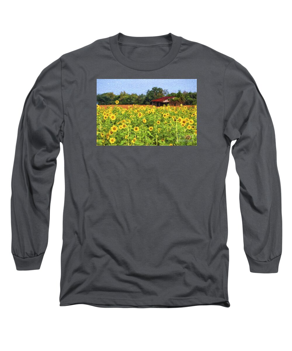 Sunflowers Long Sleeve T-Shirt featuring the photograph Sea of Sunflowers by Bonnie Barry
