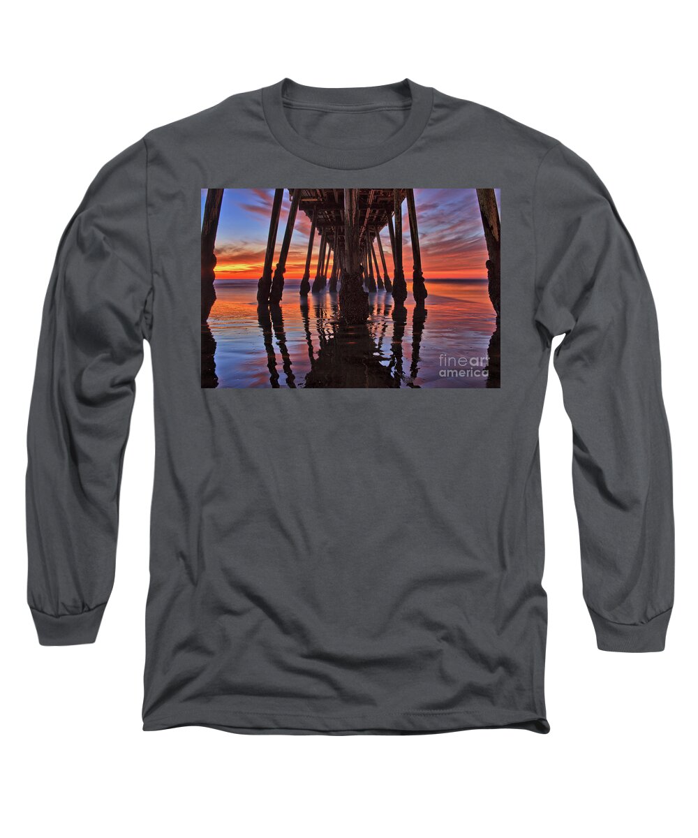 Imperial Beach Long Sleeve T-Shirt featuring the photograph Seaside reflections under the Imperial Beach Pier by Sam Antonio