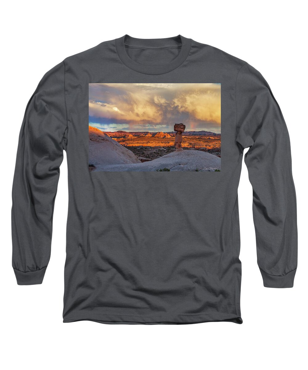 Moab Long Sleeve T-Shirt featuring the photograph Secret Spire Sunset 1 by Dan Norris