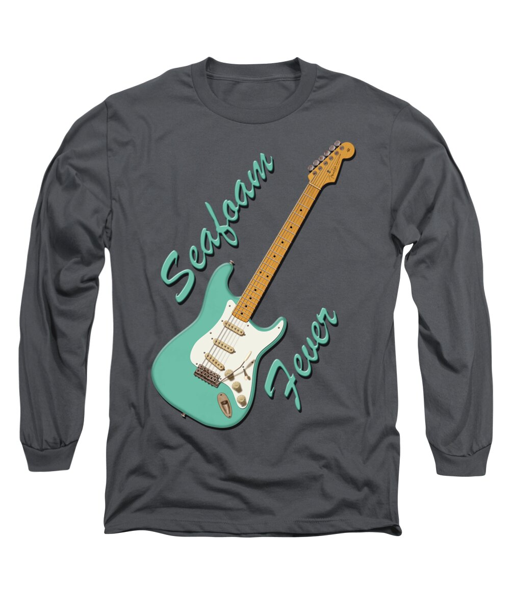 Stratocaster Long Sleeve T-Shirt featuring the digital art Seafoam Fever by WB Johnston
