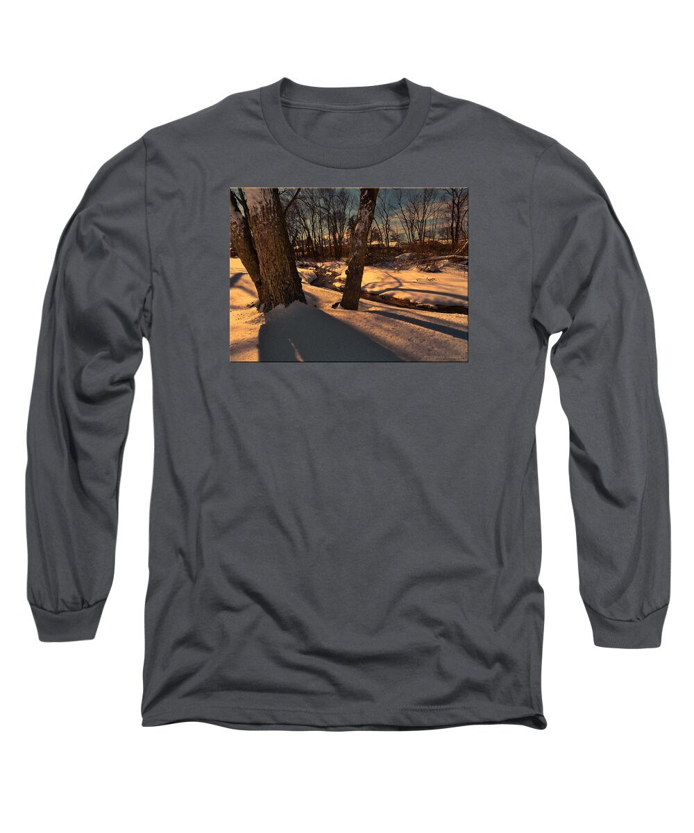 Winter Long Sleeve T-Shirt featuring the photograph Setting sun on a winters day by Mikki Cucuzzo