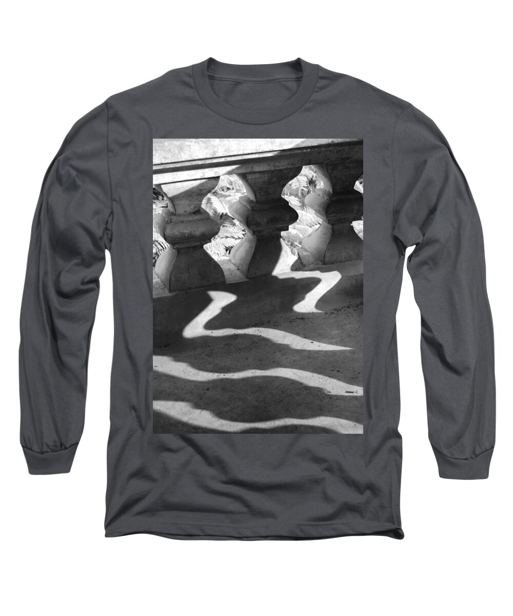 Abstract Long Sleeve T-Shirt featuring the photograph Shadow of railing by Hitendra SINKAR