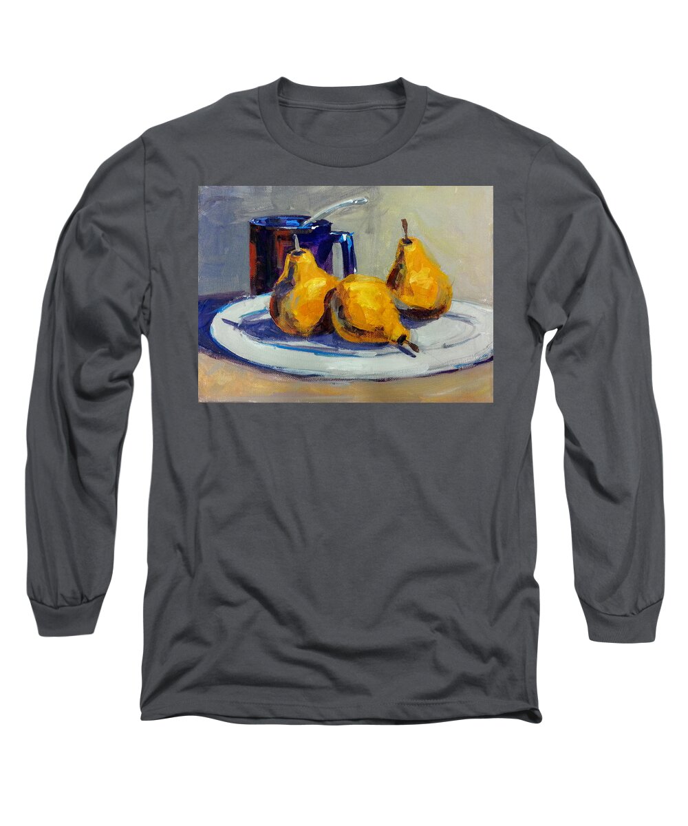 Long Sleeve T-Shirt featuring the painting Shiney Blue Mug by Jessica Anne Thomas
