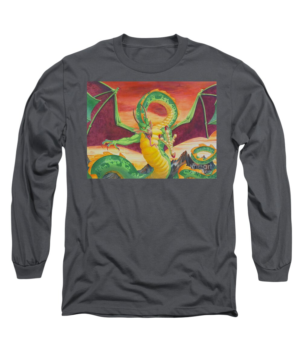 Dragon Long Sleeve T-Shirt featuring the painting Shivan Dragon 3.0 by Melissa A Benson