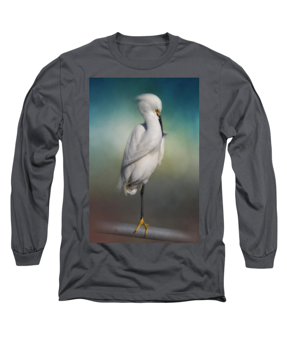 Egret Long Sleeve T-Shirt featuring the photograph Shy Egret by Kim Hojnacki