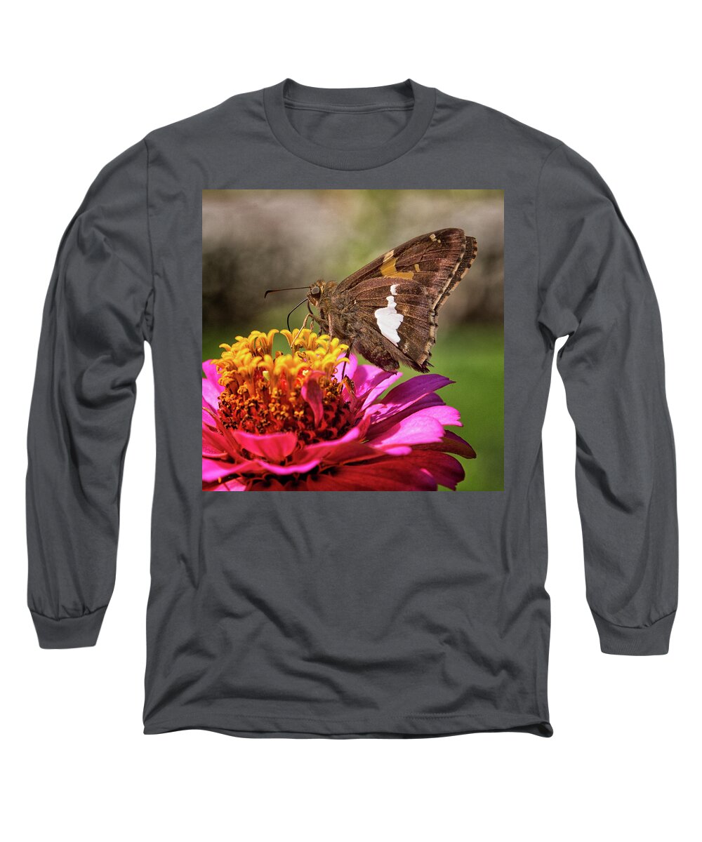 7 Ponds Long Sleeve T-Shirt featuring the photograph Silver Spotted Skipper by Winnie Chrzanowski