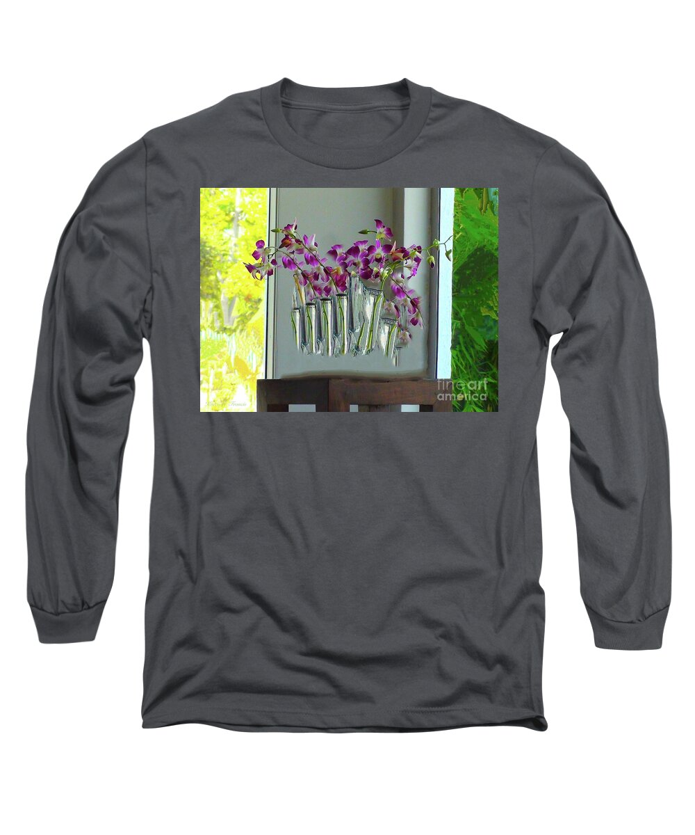 Flowers Long Sleeve T-Shirt featuring the digital art Sir Reel Beverly Buds 3 by Karen Francis