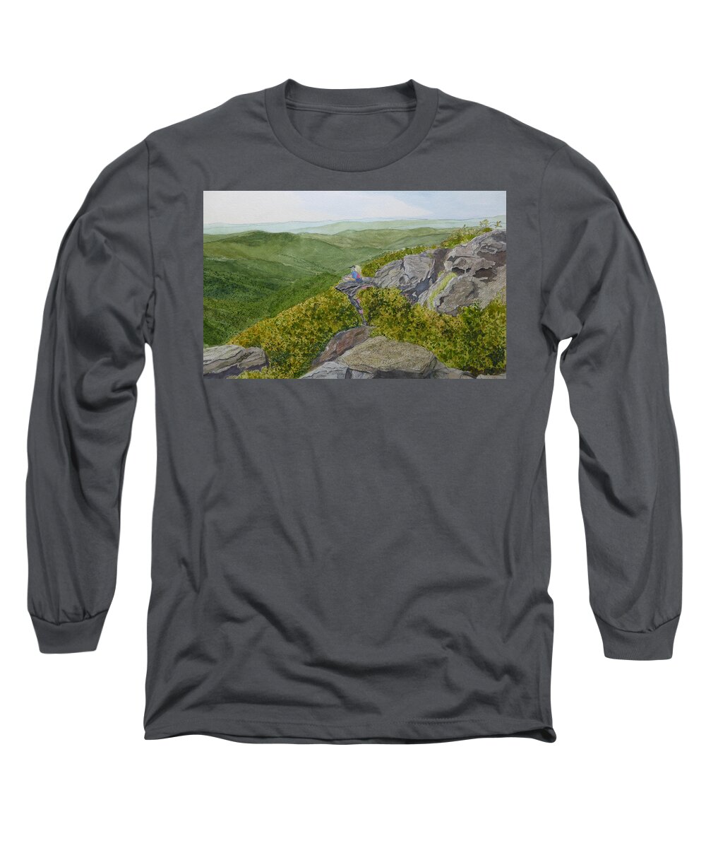 Craggy Gardens Long Sleeve T-Shirt featuring the painting Sitting Pretty by Joel Deutsch