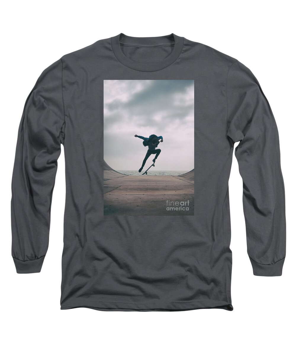 Skate Long Sleeve T-Shirt featuring the photograph Skater Boy 004 by Clayton Bastiani