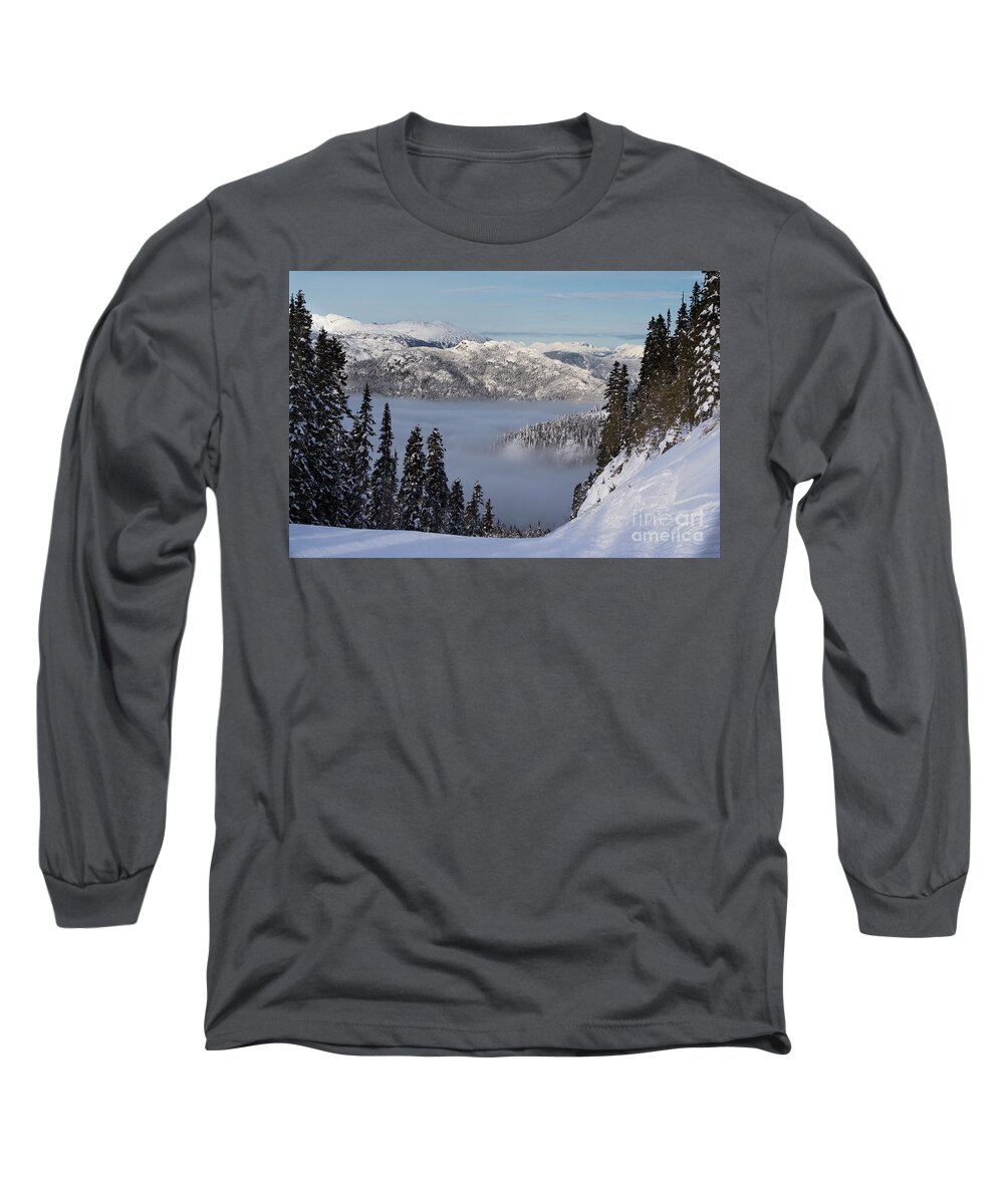 Skiing Long Sleeve T-Shirt featuring the photograph Skiing above the clouds by Bruce Block