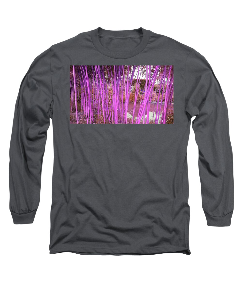 Fantasy Long Sleeve T-Shirt featuring the photograph Skinny Bamboo In Pink by Rowena Tutty