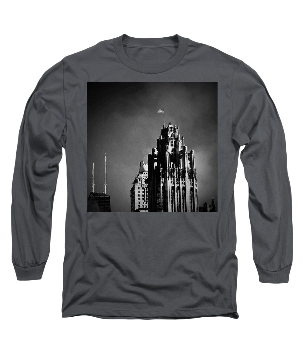 Chicago Long Sleeve T-Shirt featuring the photograph Skyscrapers Then And Now by Frank J Casella