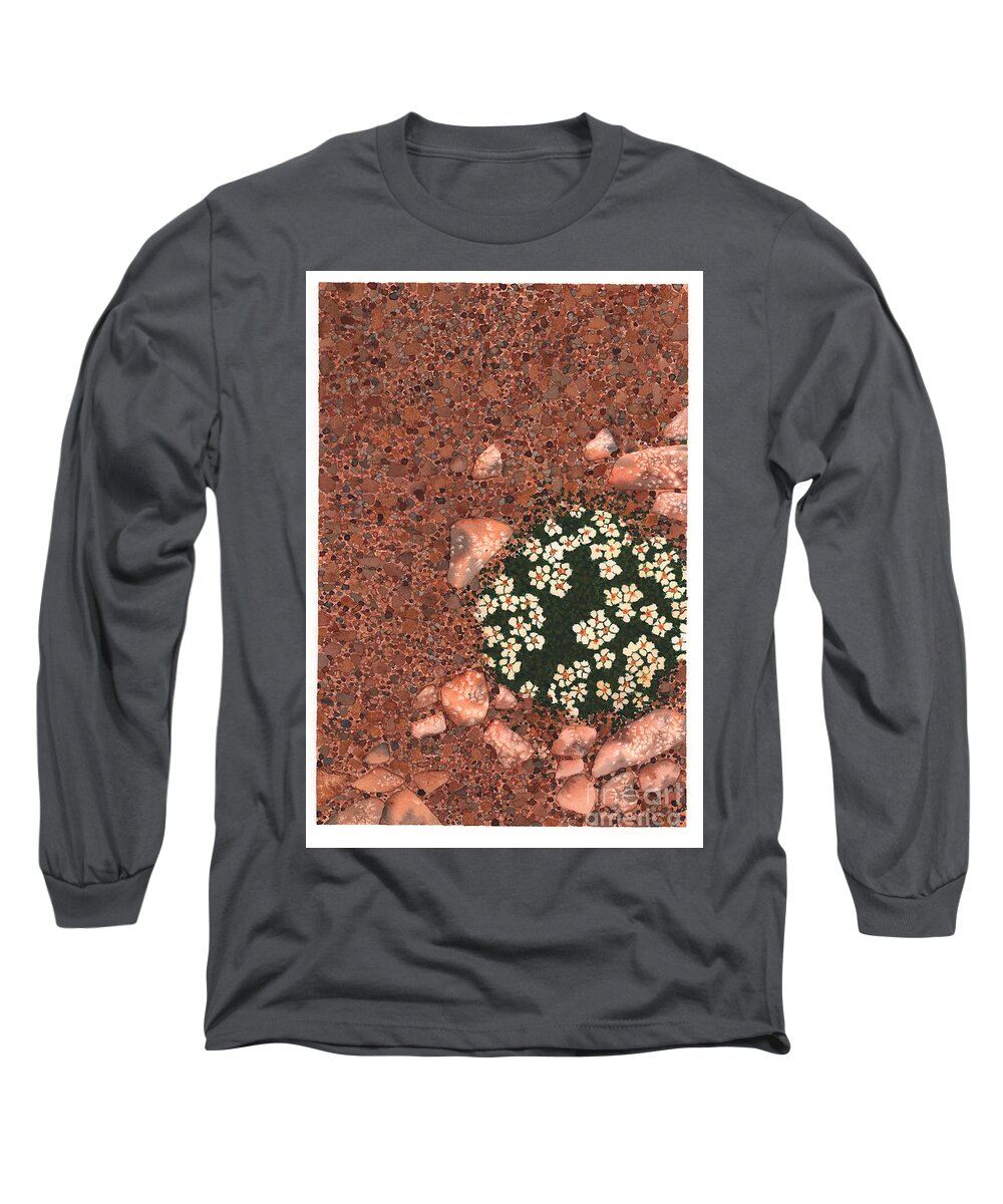 Succulent Long Sleeve T-Shirt featuring the painting Small Flower Mound by Hilda Wagner