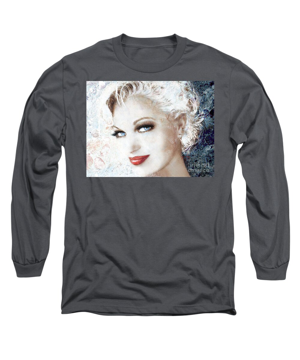 Woman Long Sleeve T-Shirt featuring the painting Smile Blue by Angie Braun
