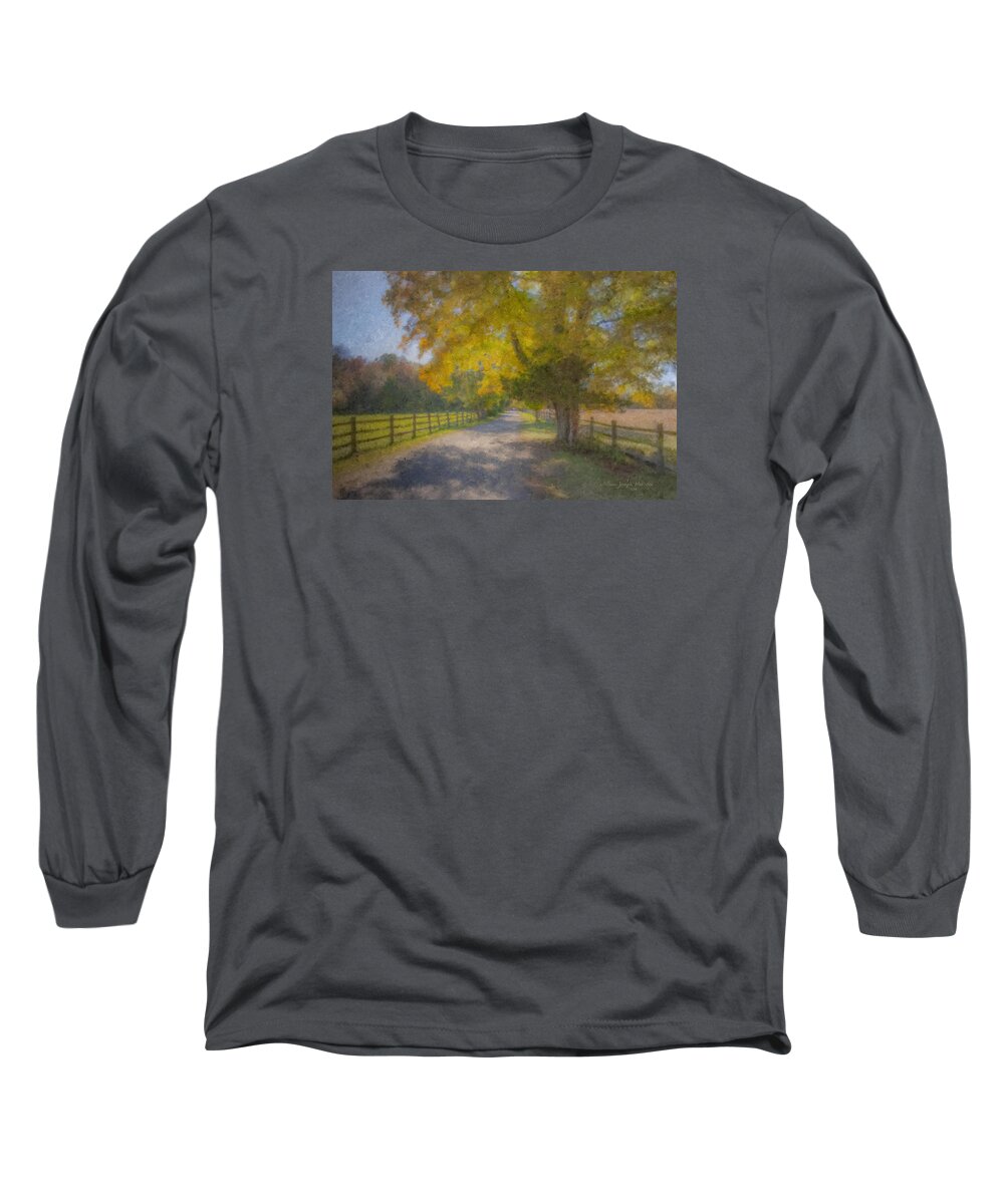 Smith Farm Long Sleeve T-Shirt featuring the painting Smith Farm October Glory by Bill McEntee