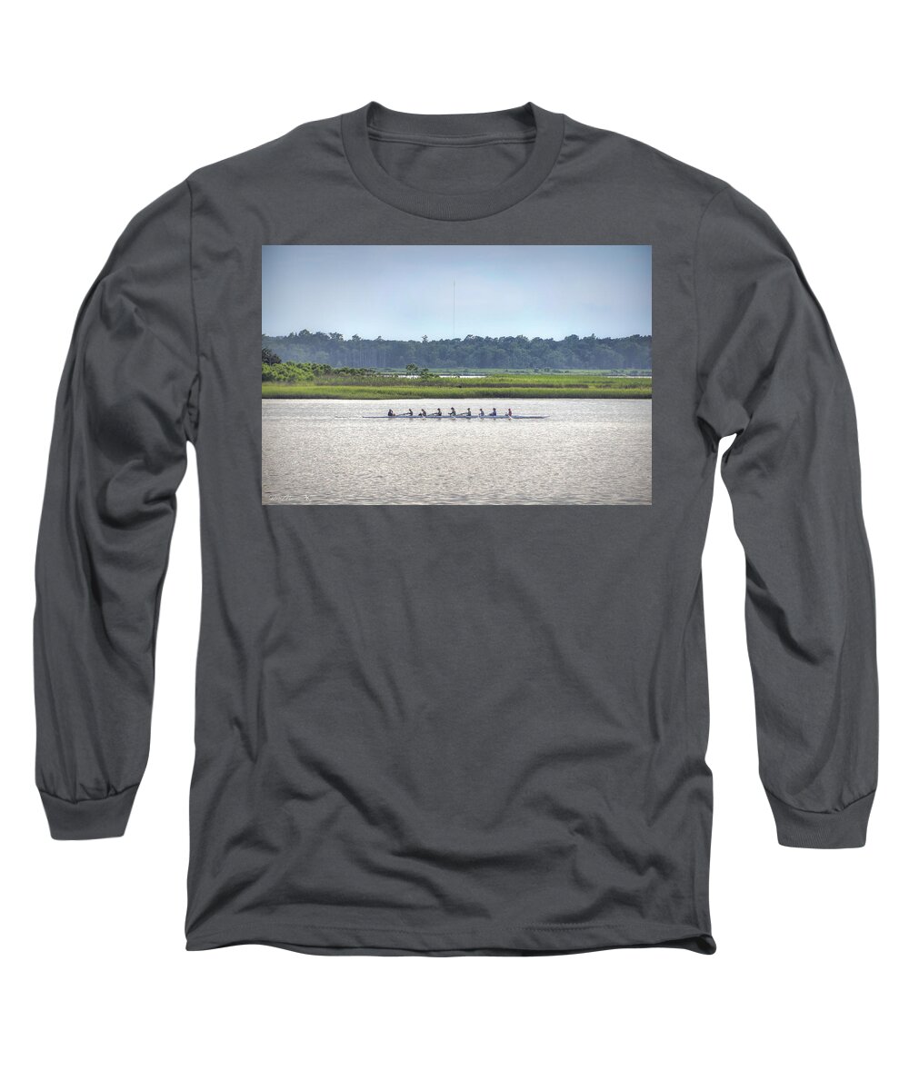 Sculling Long Sleeve T-Shirt featuring the photograph Smoke On The Water by Phil Mancuso