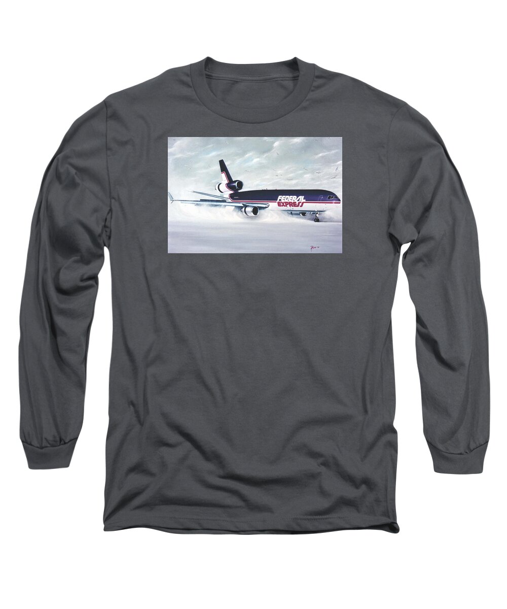Md-11 Long Sleeve T-Shirt featuring the painting Snow Blower by Peter Ring Sr