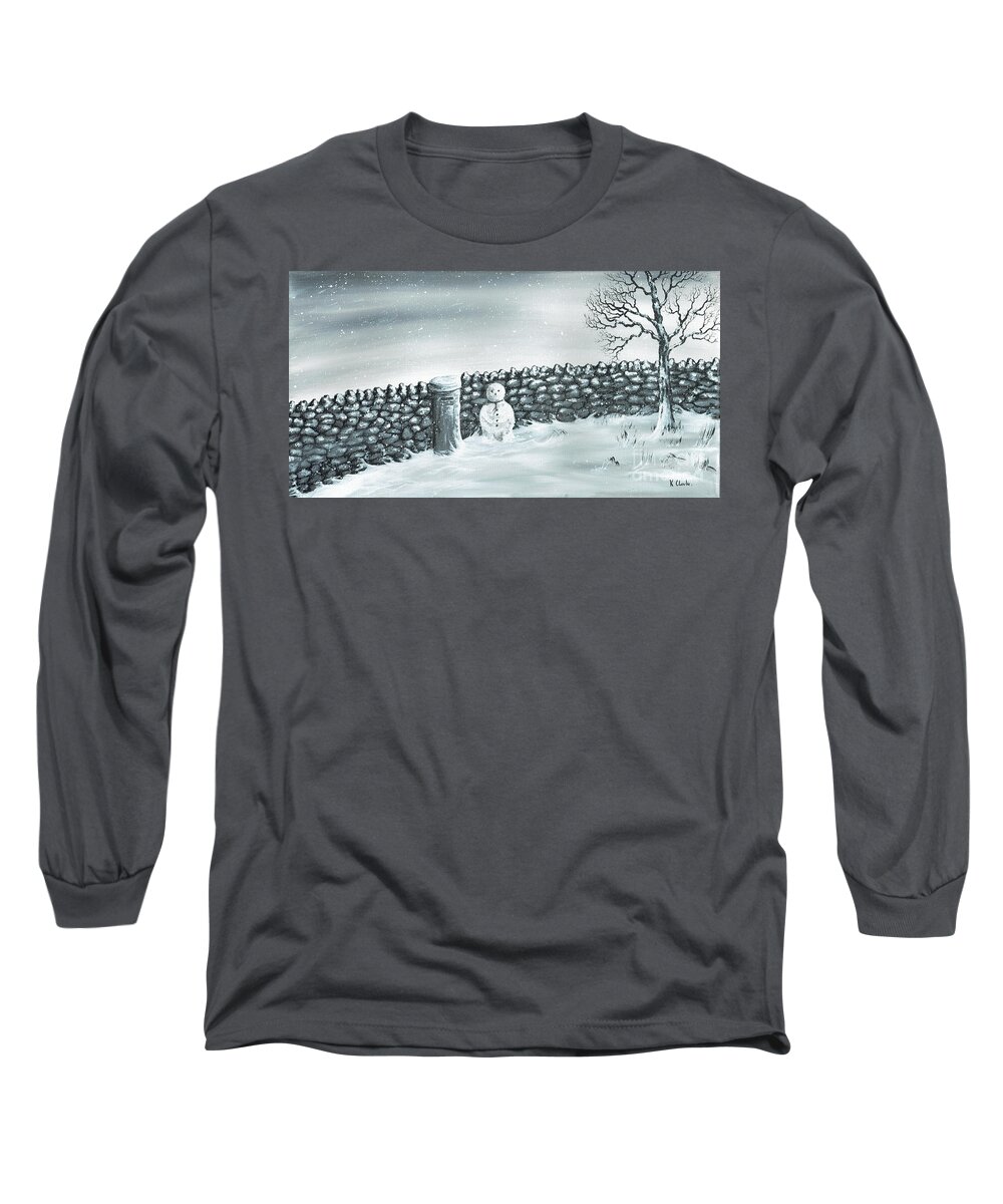 Snowman Long Sleeve T-Shirt featuring the painting Snow Patrol by Kenneth Clarke