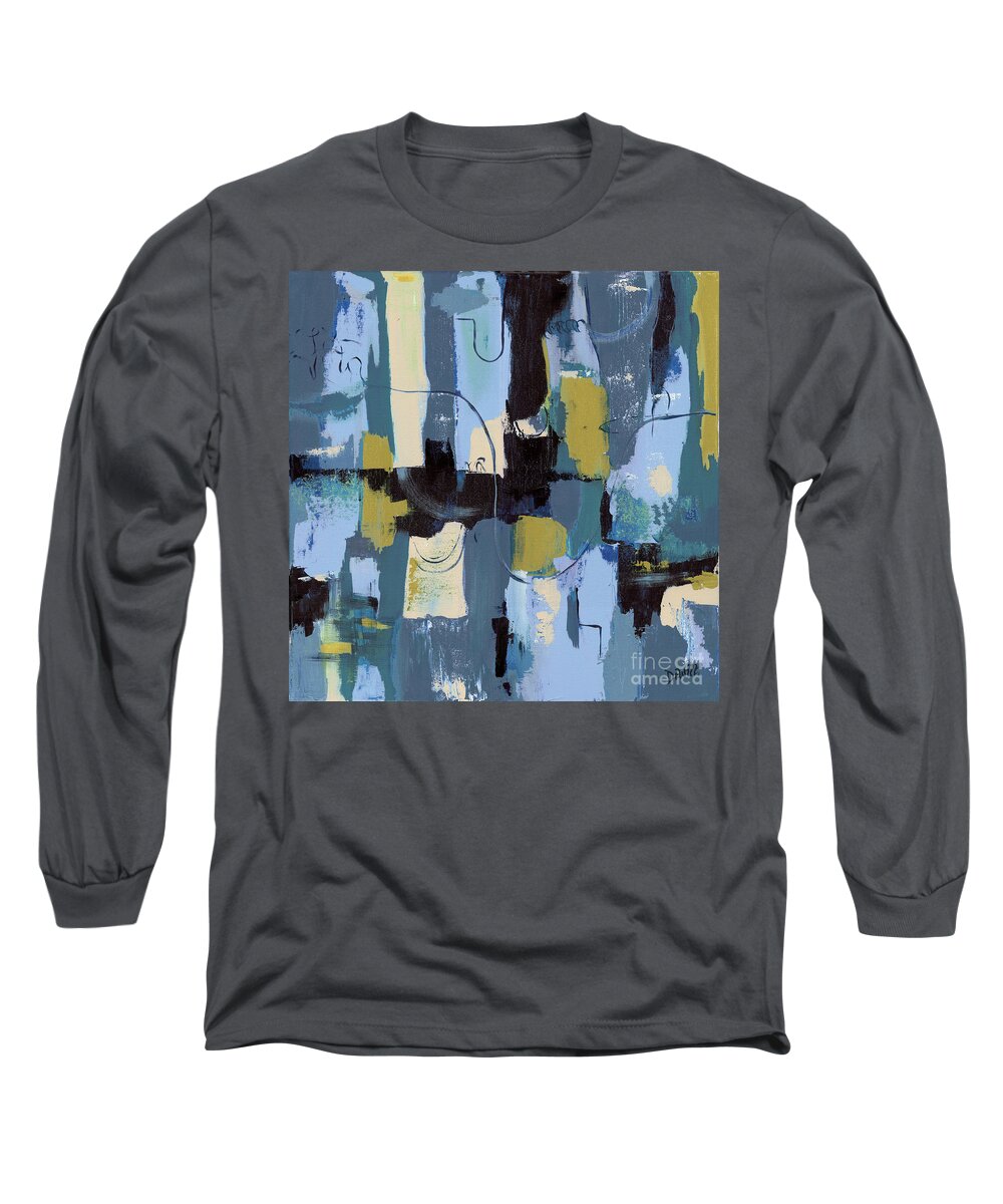 Abstract Long Sleeve T-Shirt featuring the painting Spa Abstract 2 by Debbie DeWitt