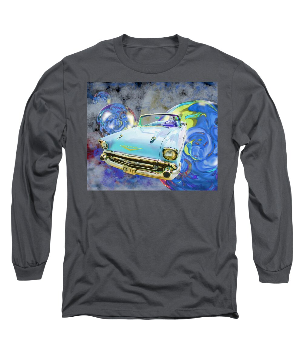 Victor Shelley Long Sleeve T-Shirt featuring the digital art Larkspur Blue by Victor Shelley