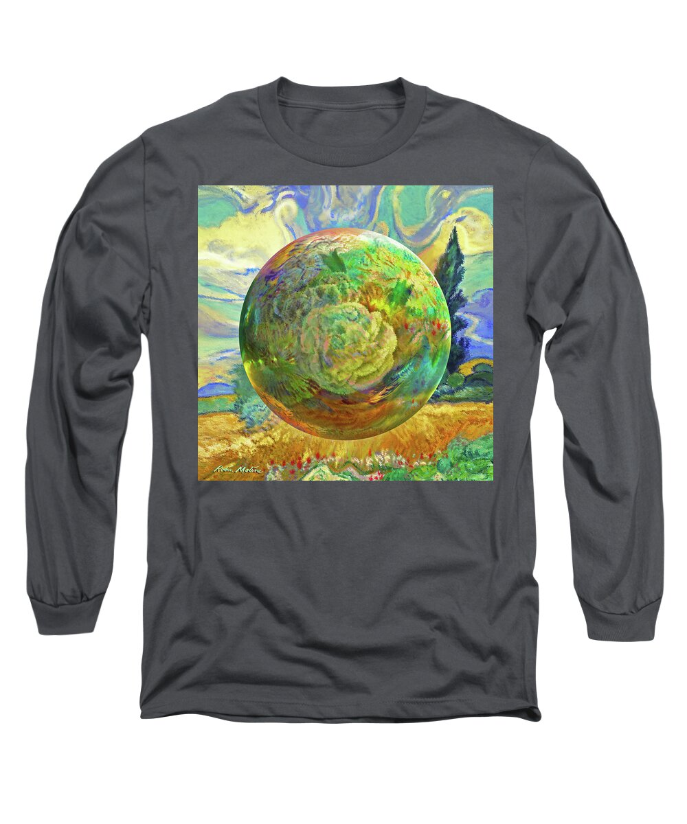 Succulents Long Sleeve T-Shirt featuring the digital art Sphering of Succulents by Robin Moline
