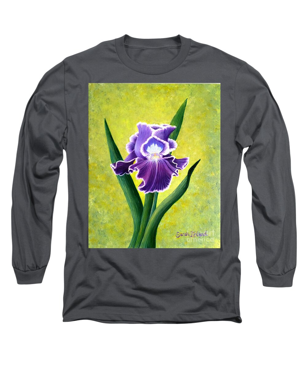 Portrait Long Sleeve T-Shirt featuring the painting Spring Iris by Sarah Irland