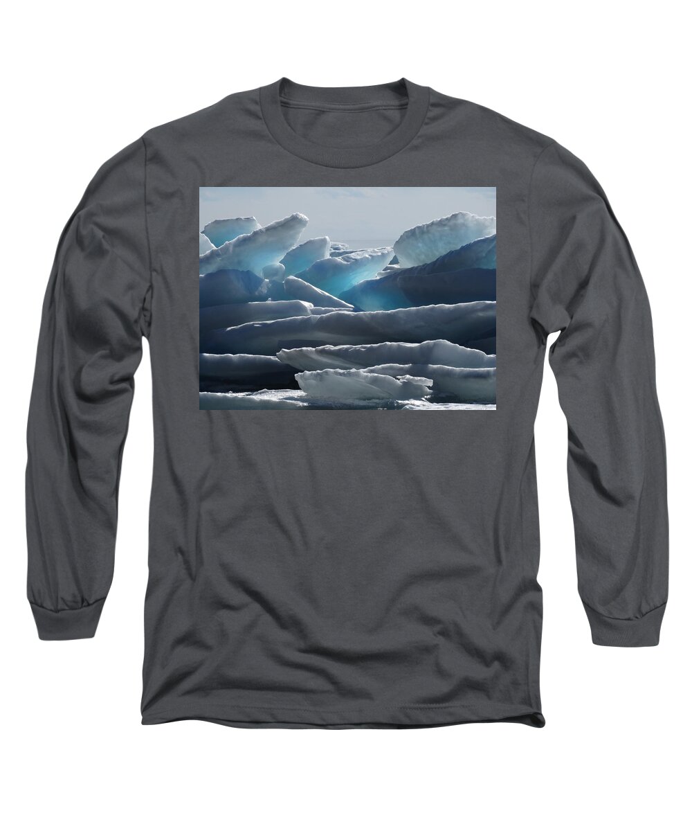 Ice Long Sleeve T-Shirt featuring the photograph Stacked Ice Abstract by David T Wilkinson